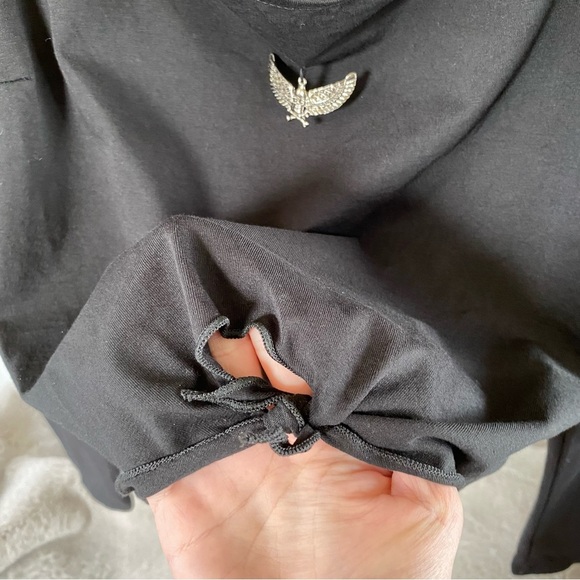 NWT Dark in Love Kiri Top TW395 Black Goth Long Sleeve Gothic Crop Pointed Hem - Picture 7 of 11